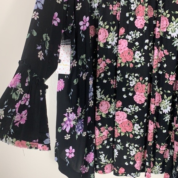 Free People Boho High Low Long Sleeves Women's Top Dark Combo Size Small - Picture 4 of 8
